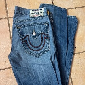 True Religion Men's Light Blue Straight Jeans